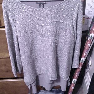 Slip lined see thru sequined sweater